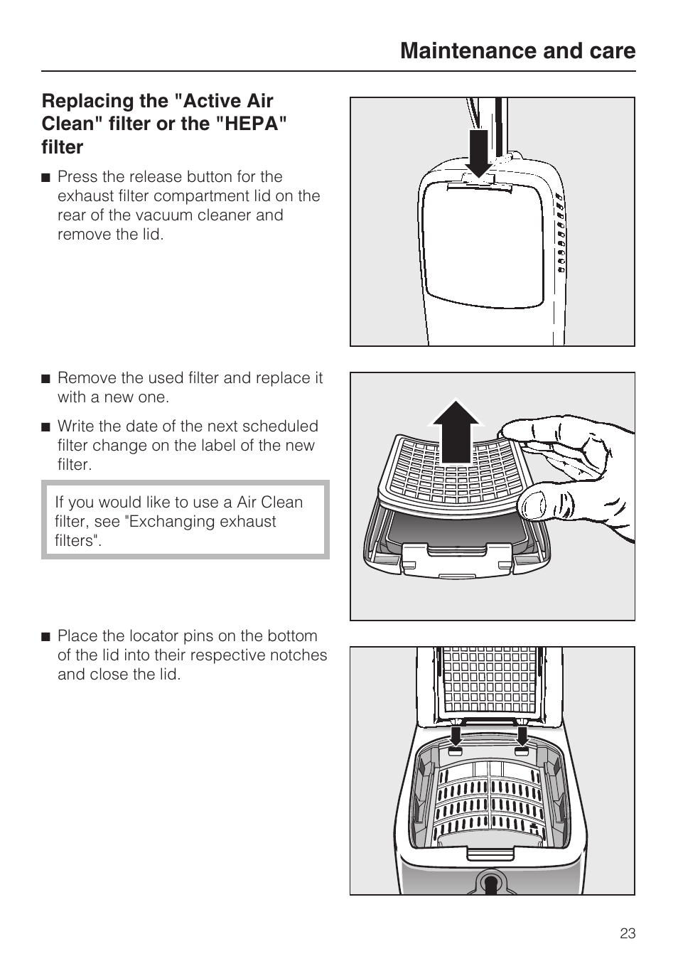 Maintenance and care | Miele S160 User Manual | Page 23 / 40