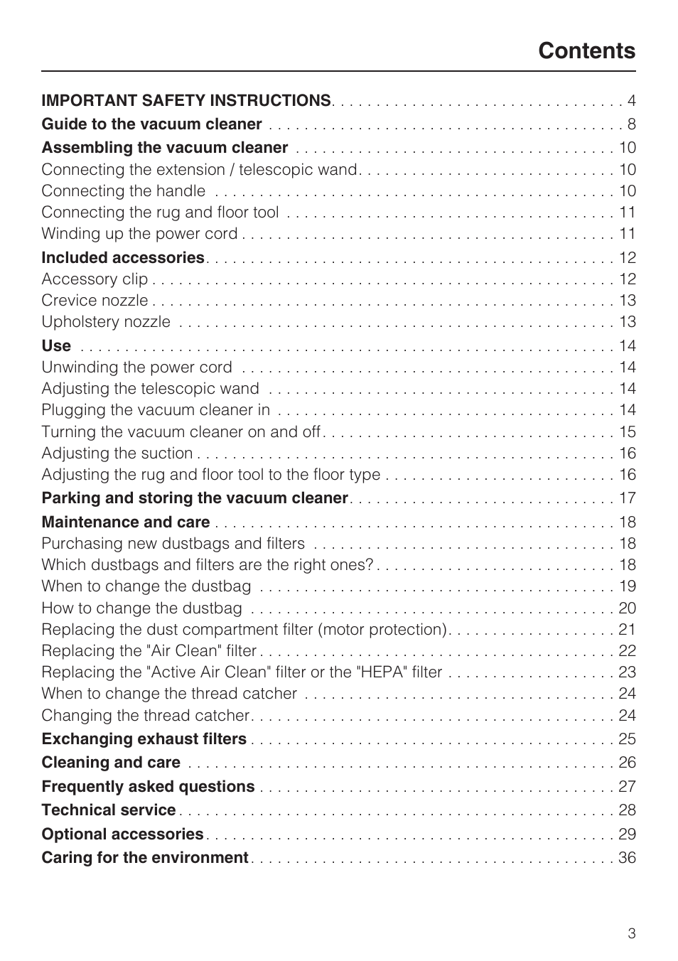 Miele S160 User Manual | Page 3 / 40