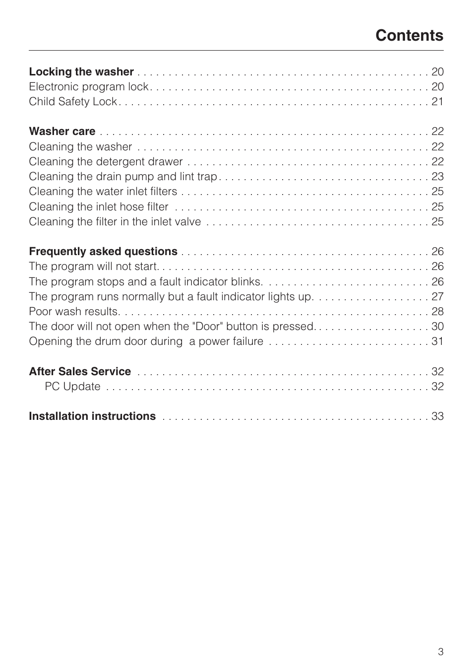 Miele NOVOTRONIC W 1986 User Manual | Page 3 / 52