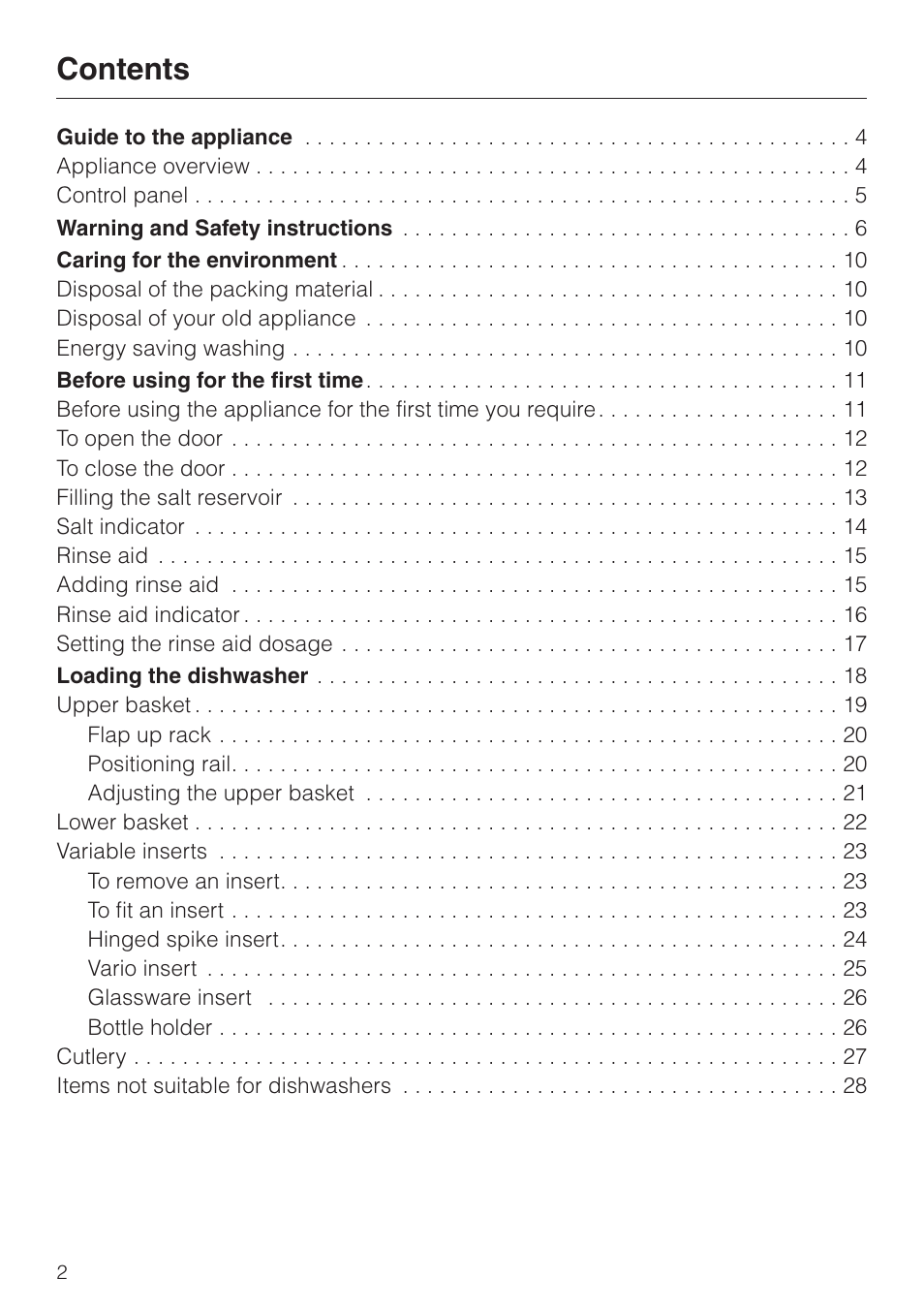 Miele dishwashers User Manual | Page 2 / 64
