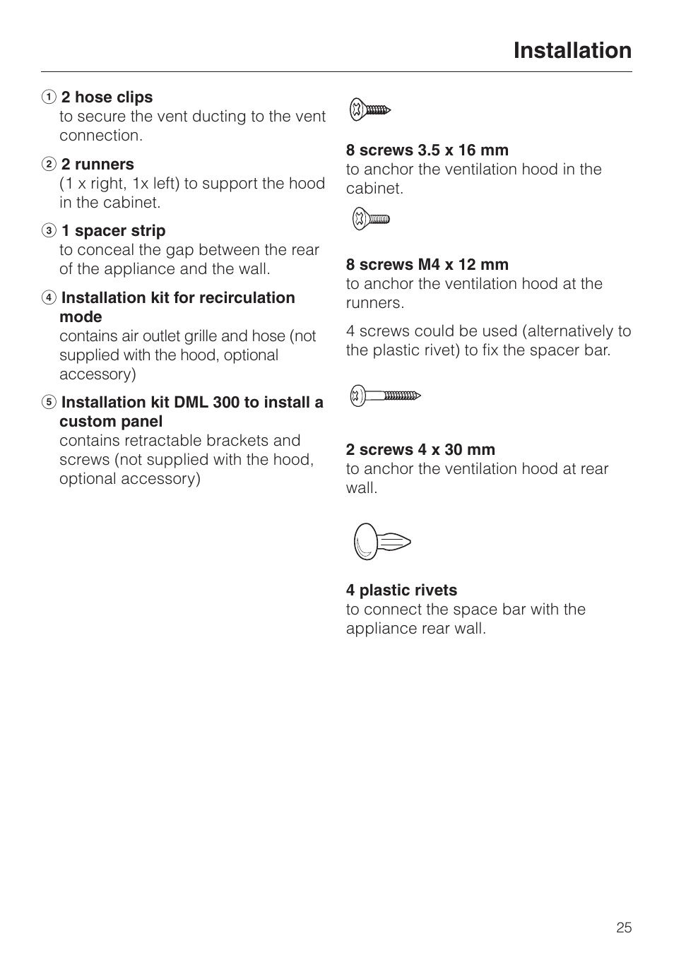 Installation | Miele DA3190 User Manual | Page 25 / 36