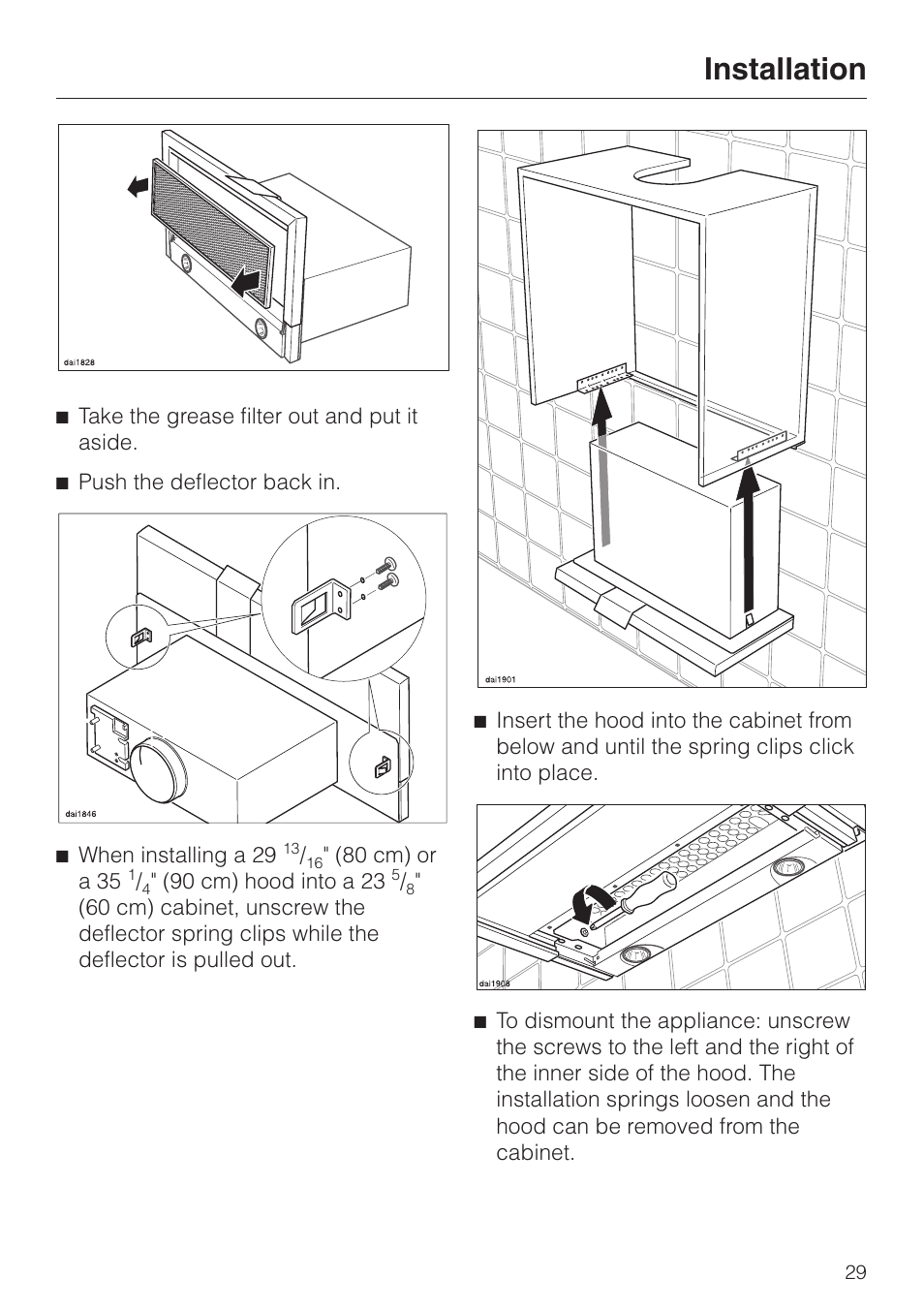 Installation | Miele DA3190 User Manual | Page 29 / 36