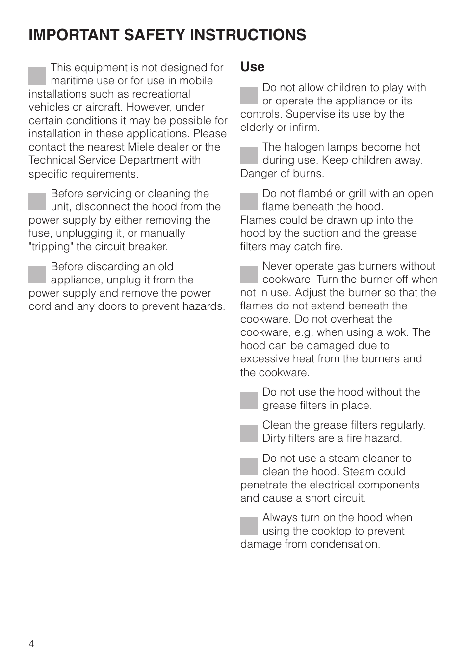 Important safety instructions | Miele DA3190 User Manual | Page 4 / 36