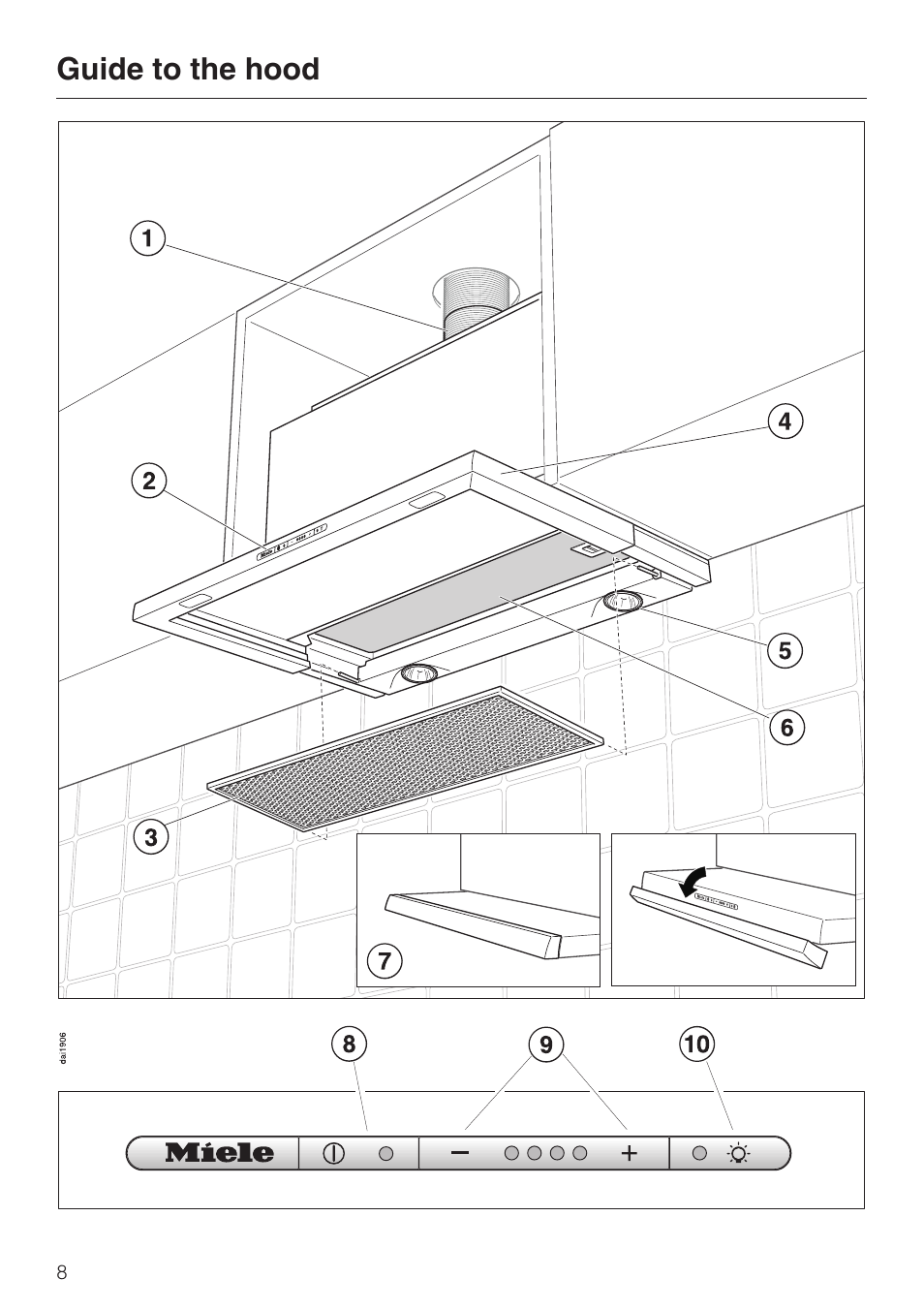 Guide to the hood 8, Guide to the hood | Miele DA3190 User Manual | Page 8 / 36