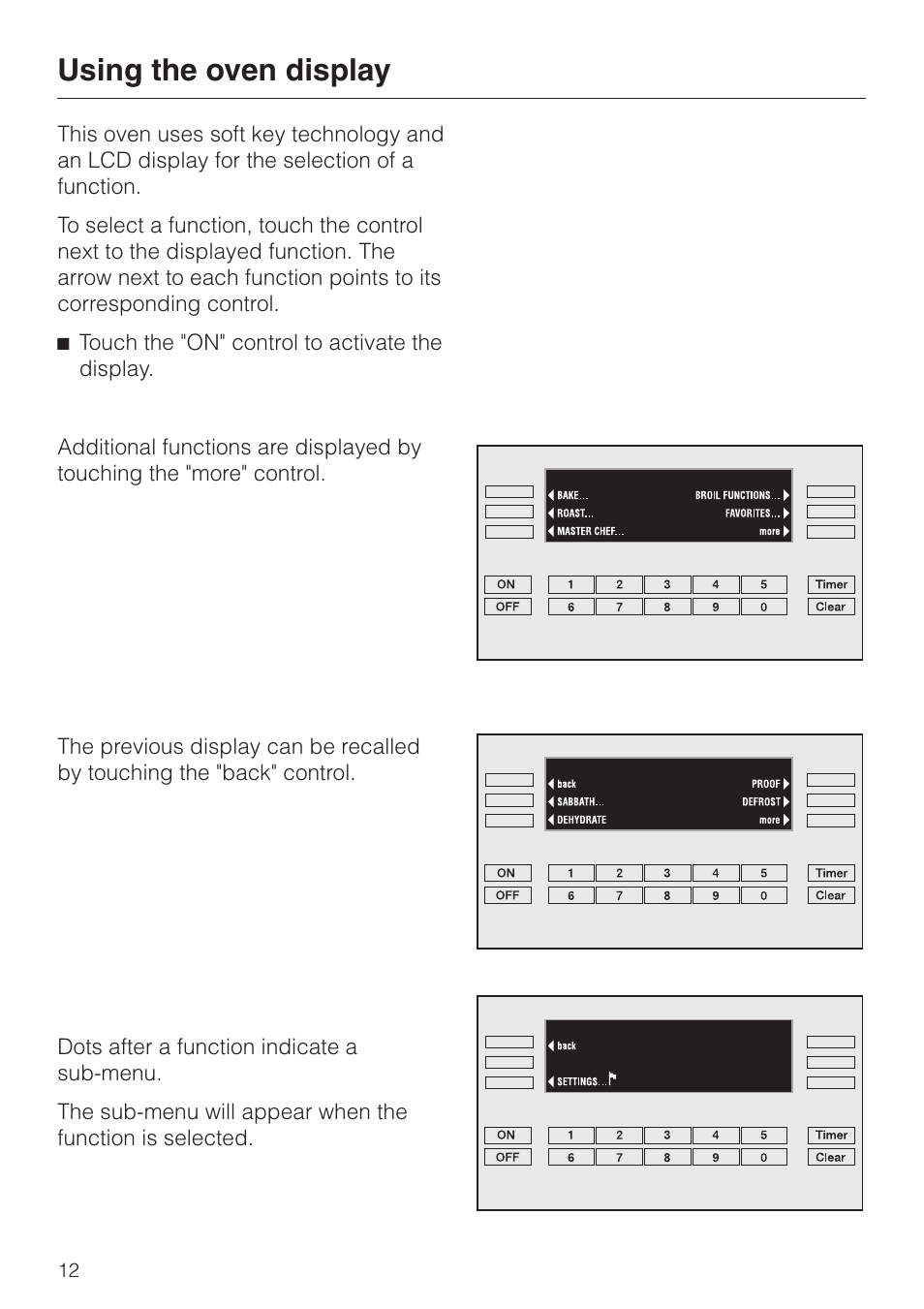 Using the oven display 12, Using the oven display | Miele H396B User Manual | Page 12 / 80