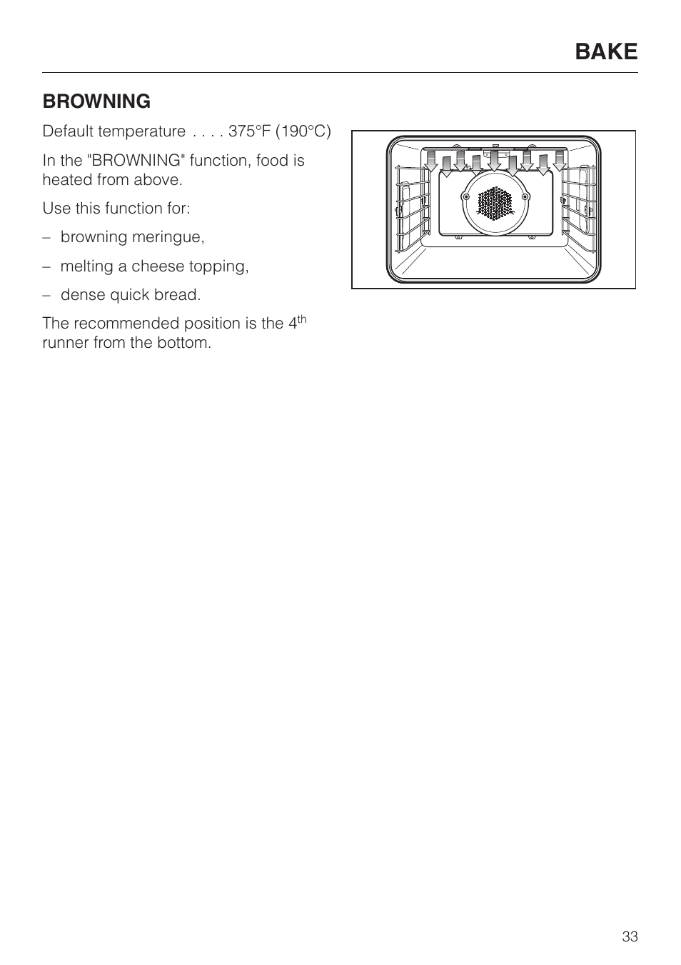 Bake, Browning | Miele H396B User Manual | Page 33 / 80