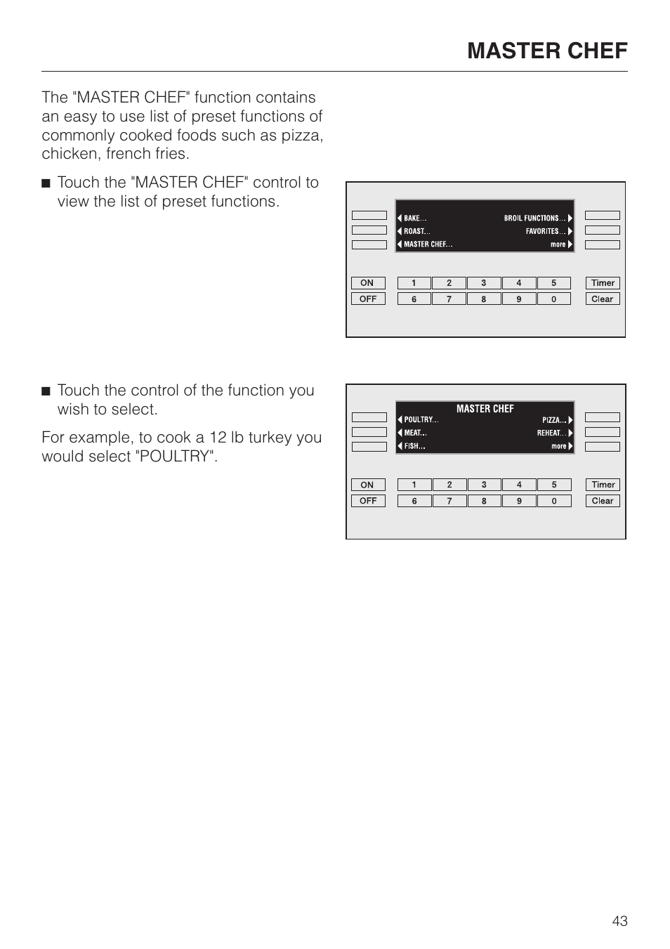 Master chef 43, Master chef | Miele H396B User Manual | Page 43 / 80