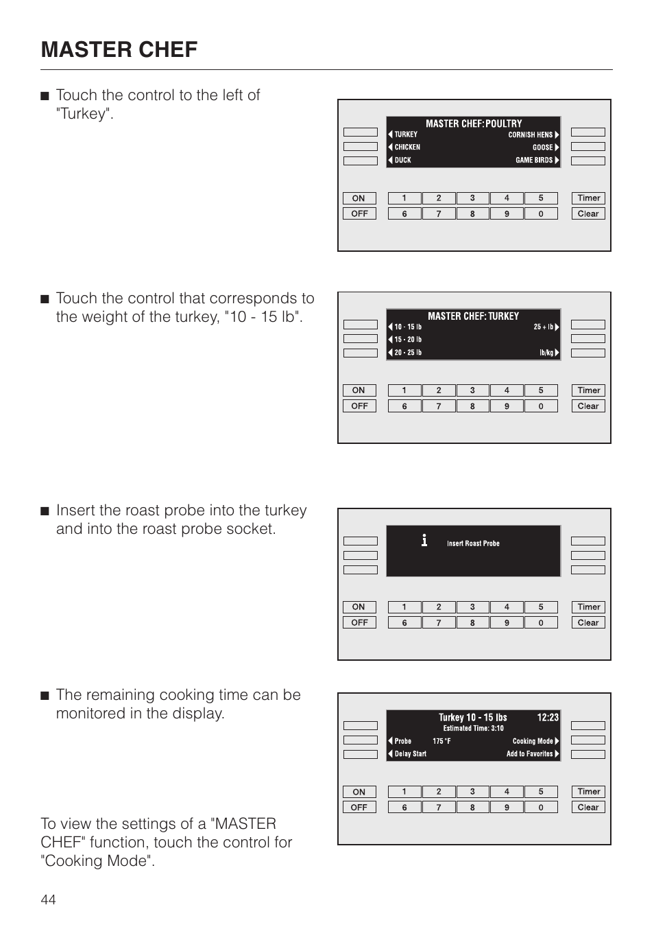 Master chef | Miele H396B User Manual | Page 44 / 80