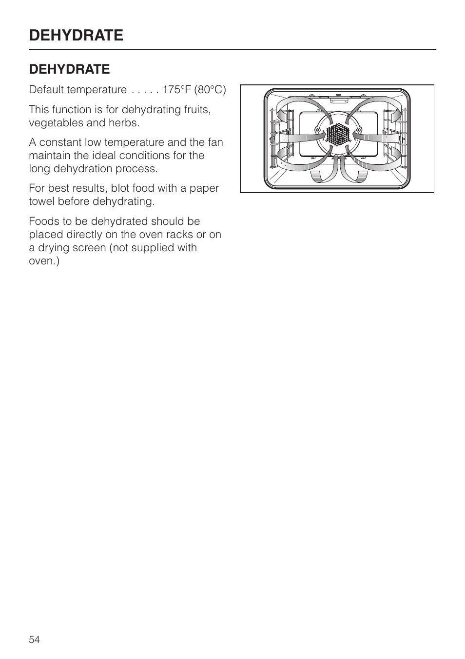 Dehydrate 54, Dehydrate | Miele H396B User Manual | Page 54 / 80