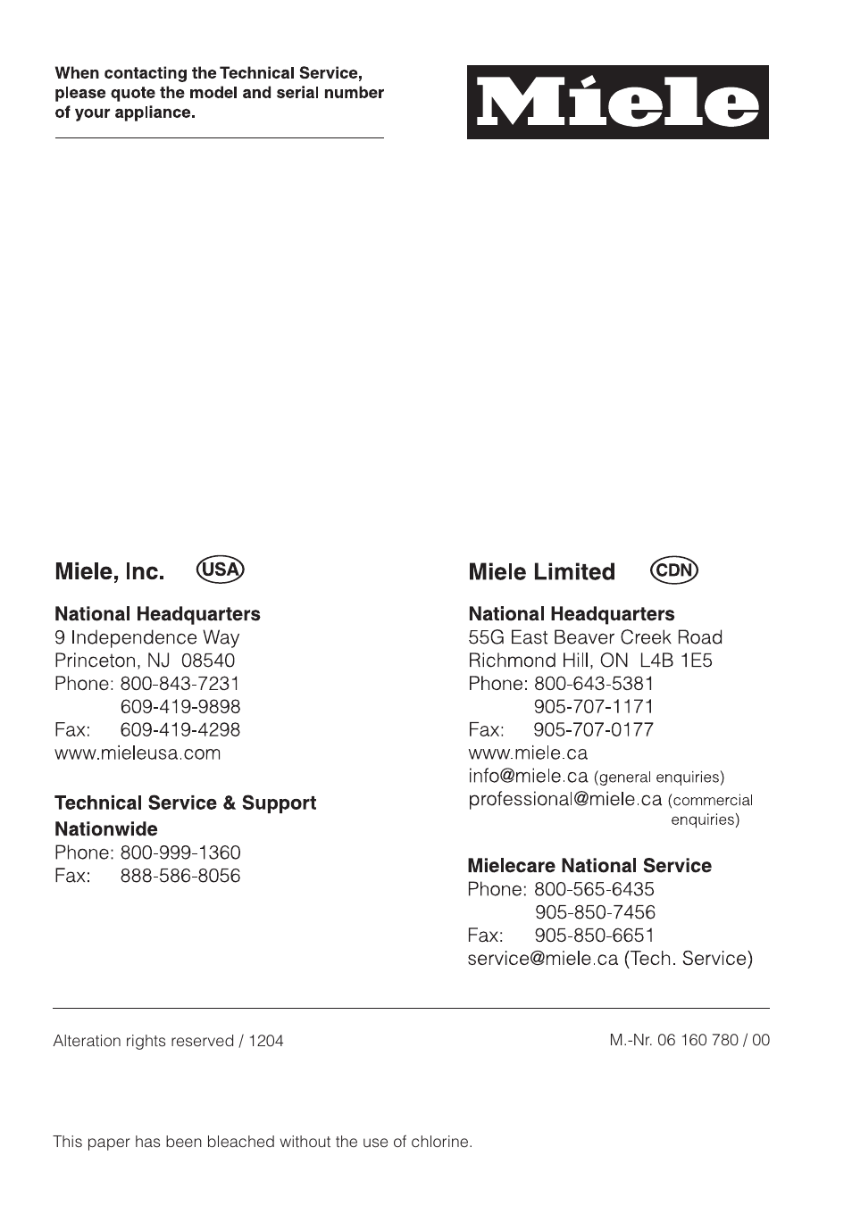 Miele H396B User Manual | Page 80 / 80