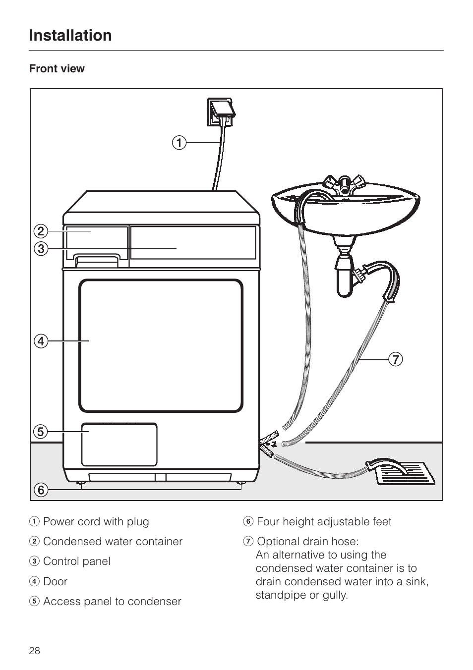 Installation 28, Installation | Miele T1323C User Manual | Page 32 / 36