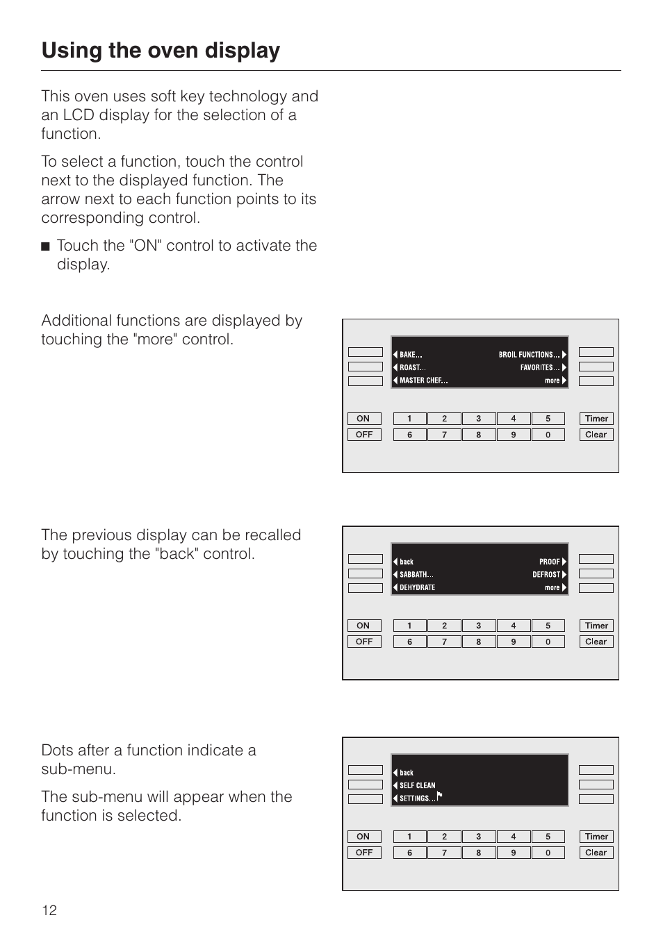 Using the oven display 12, Using the oven display | Miele H 395 BP User Manual | Page 12 / 80