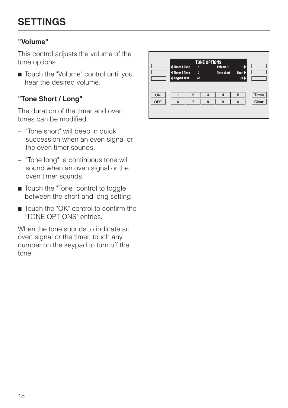 Settings | Miele H 395 BP User Manual | Page 18 / 80