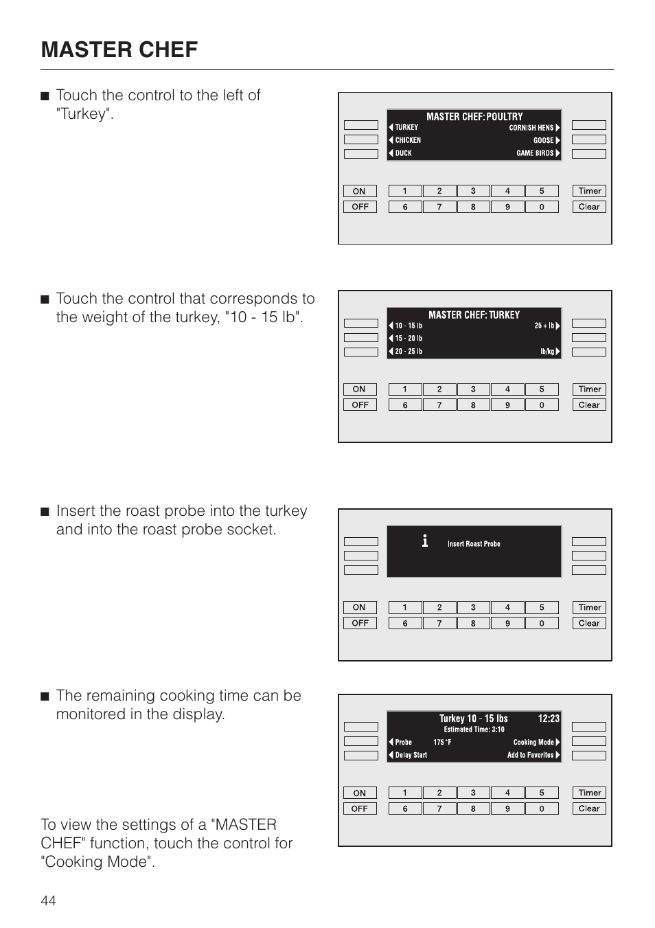 Master chef | Miele H 395 BP User Manual | Page 44 / 80