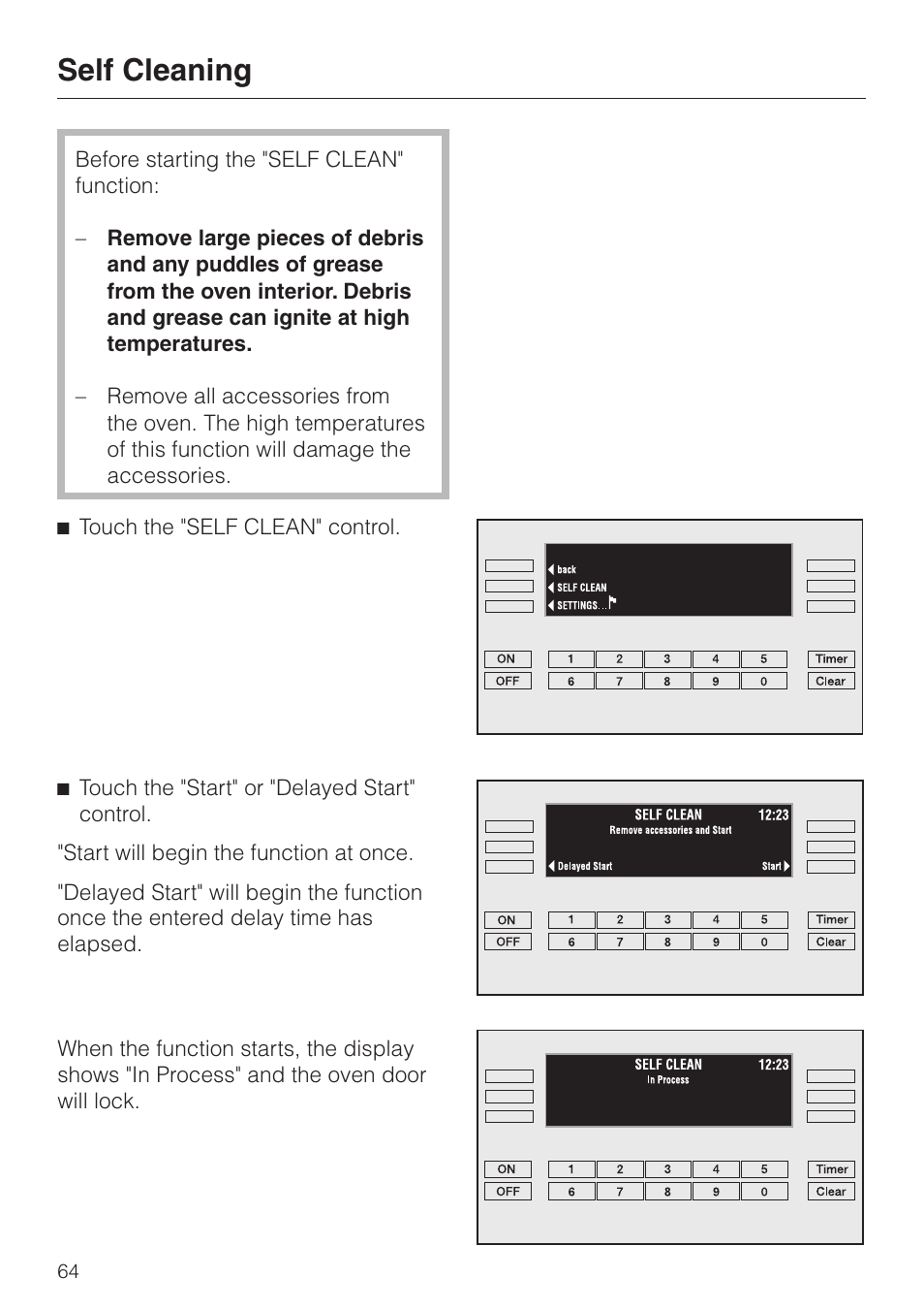 Self cleaning | Miele H 395 BP User Manual | Page 64 / 80