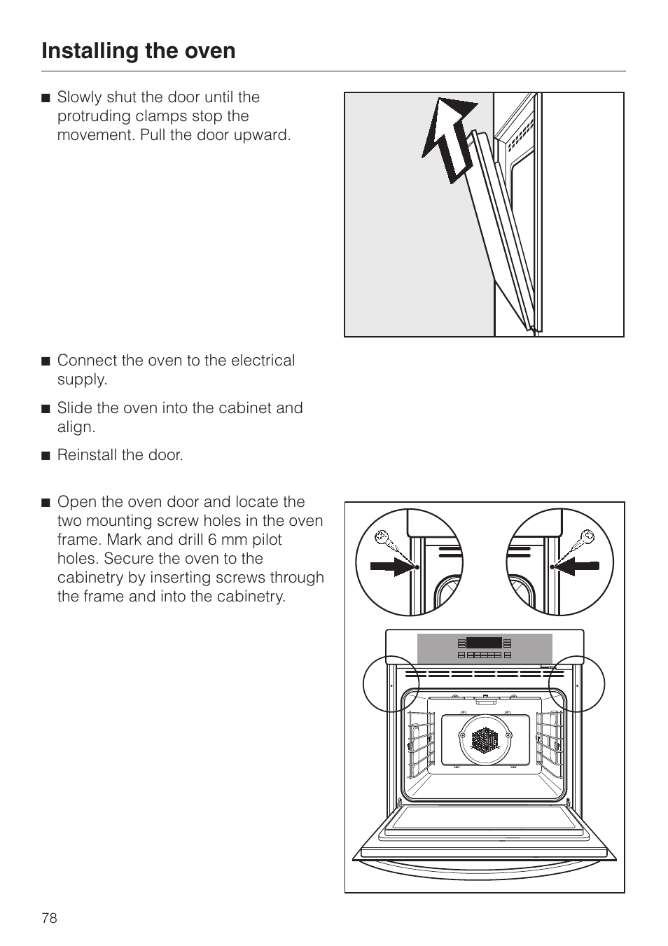 Installing the oven | Miele H 395 BP User Manual | Page 78 / 80