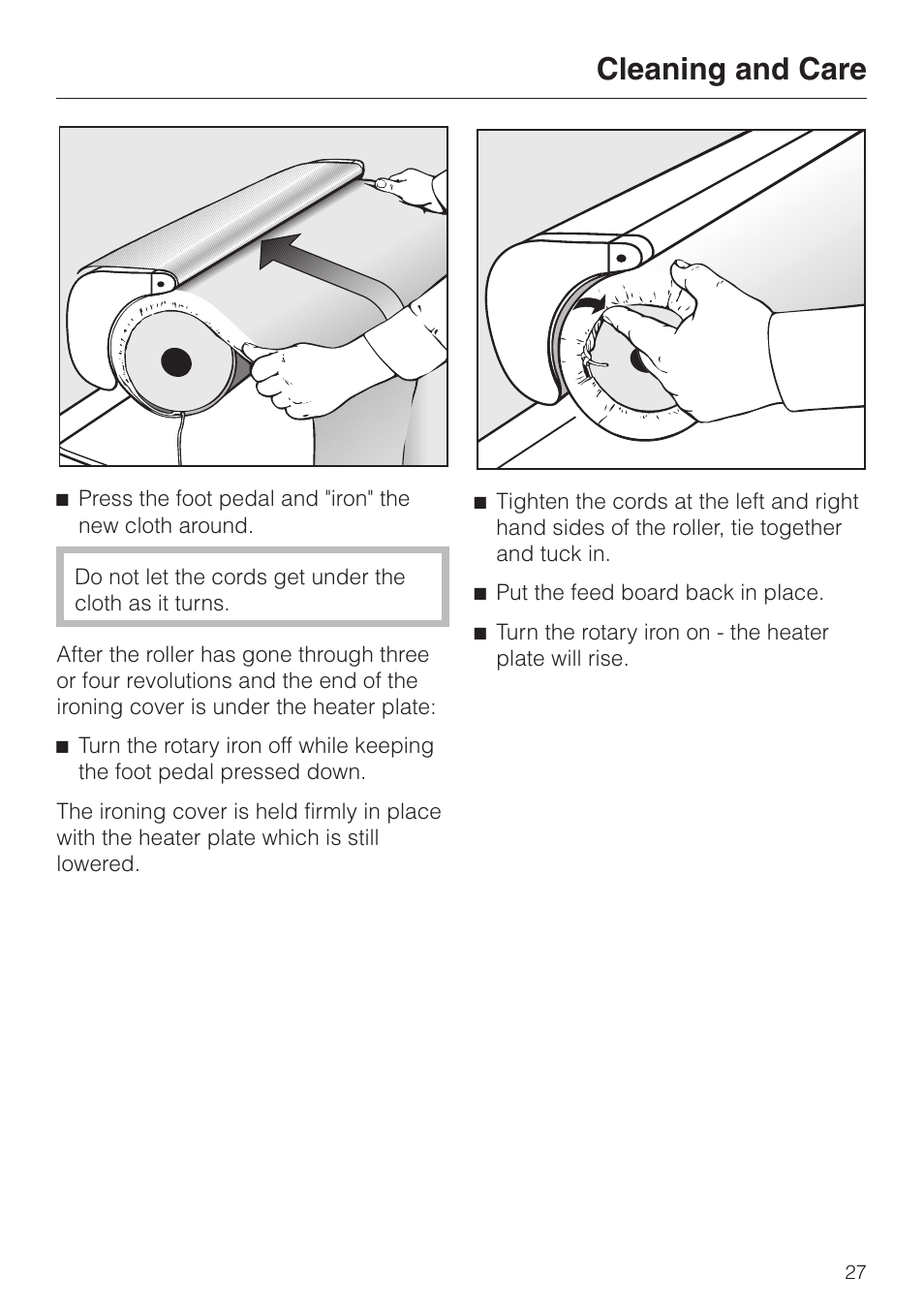 Cleaning and care | Miele B 890 User Manual | Page 27 / 36