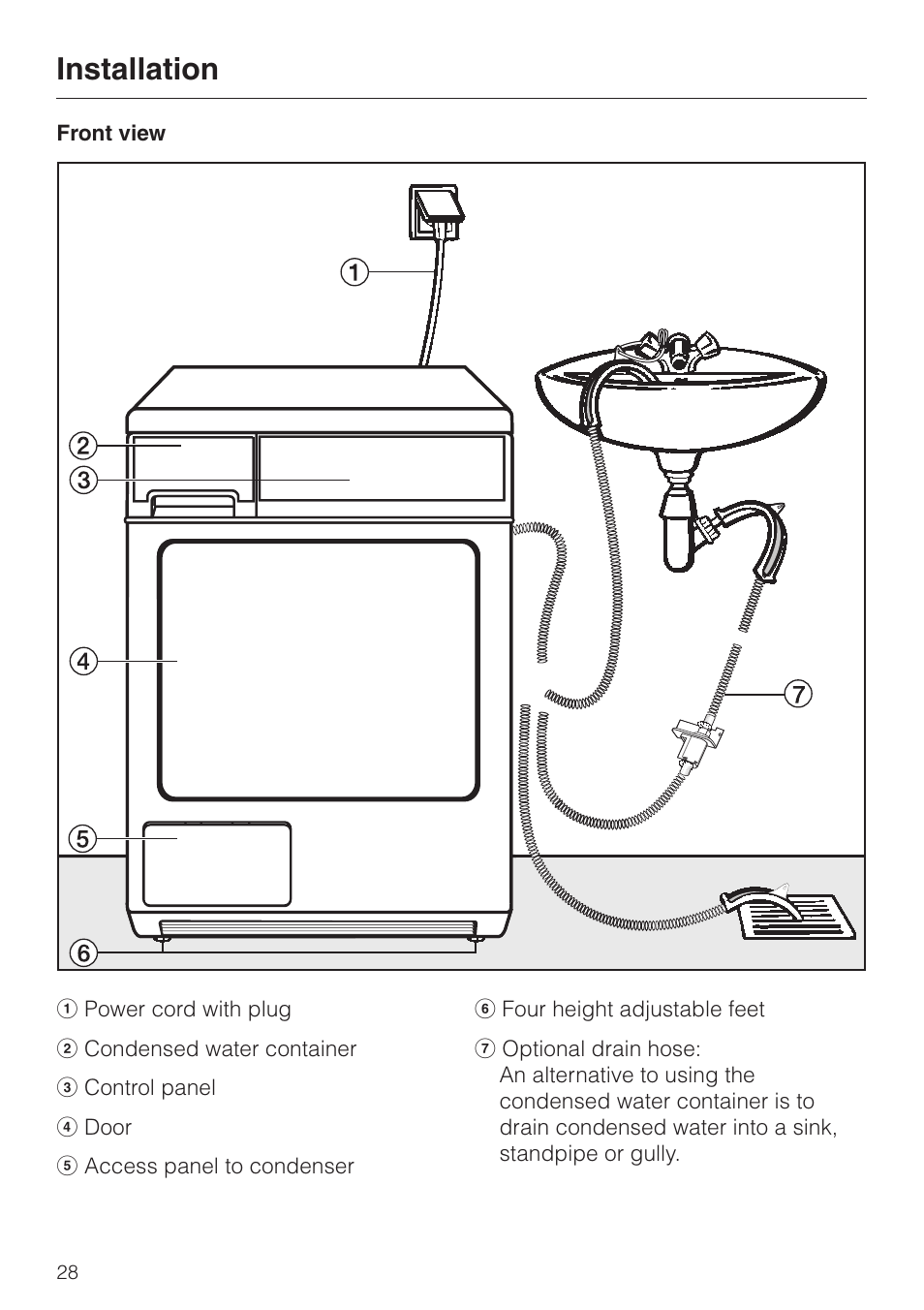 Installation 28, Installation | Miele TOUCHTRONIC T 8012 C User Manual | Page 32 / 40