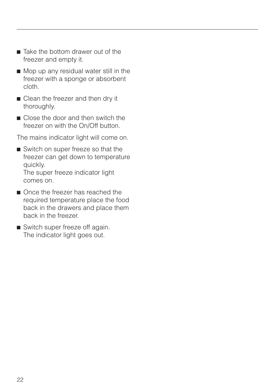 Defrosting | Miele F 311 i-6 User Manual | Page 22 / 36