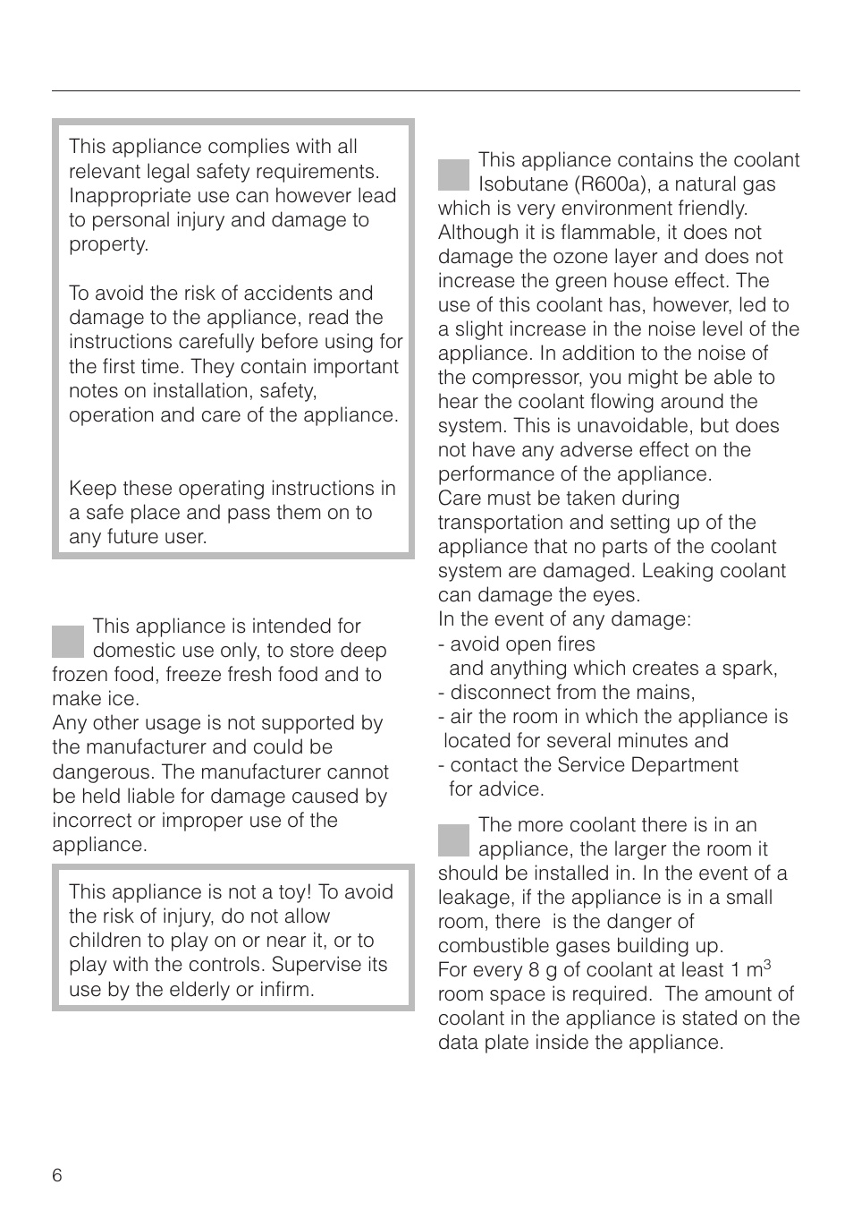 Warning and safety instructions 6, Warning and safety instructions, Correct use | Technical safety | Miele F 311 i-6 User Manual | Page 6 / 36