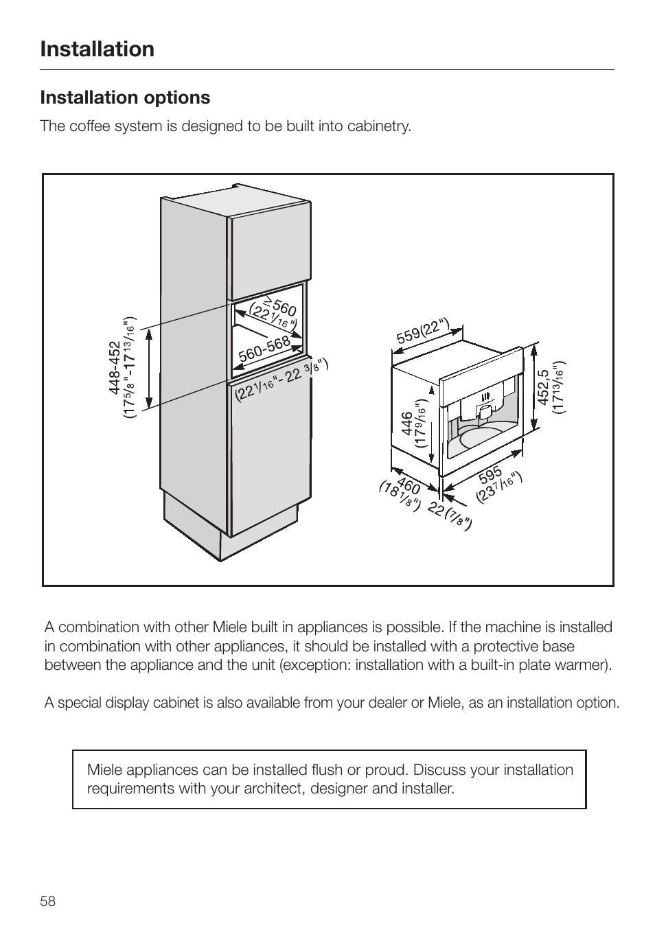 Installation 58, Installation | Miele CVA 4070 EN-CA User Manual | Page 3 / 6