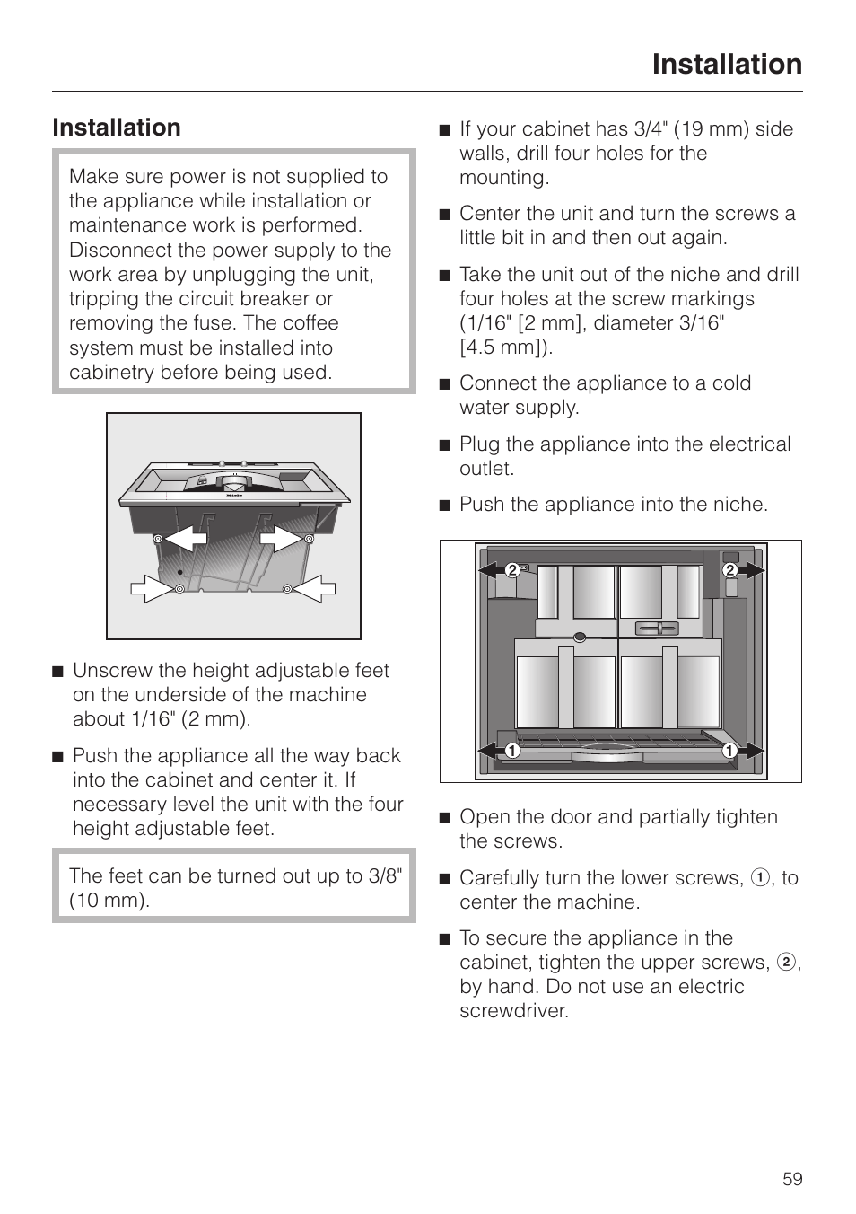 Installation | Miele CVA 4070 EN-CA User Manual | Page 4 / 6