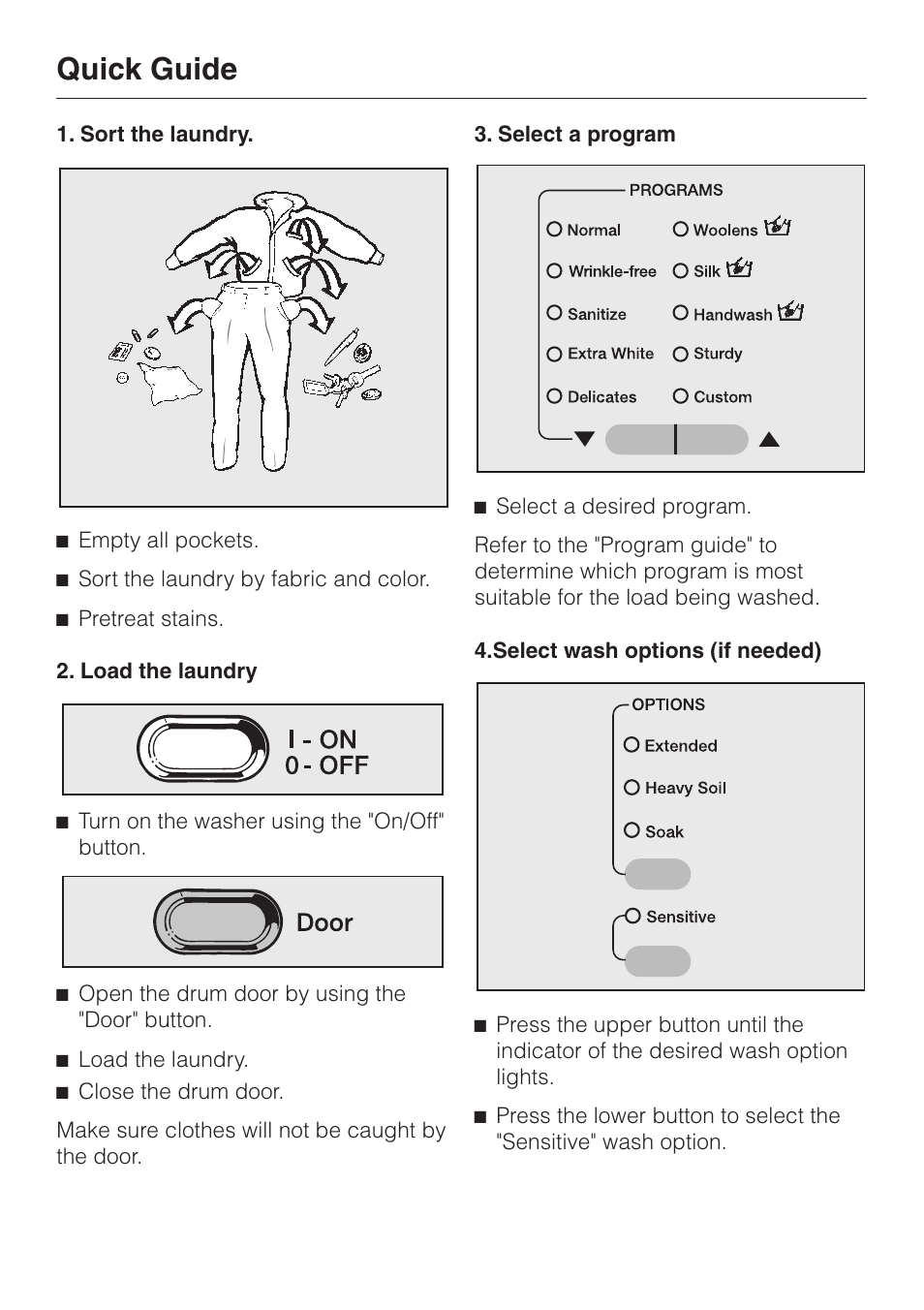 Quick guide | Miele W 1113 User Manual | Page 28 / 56