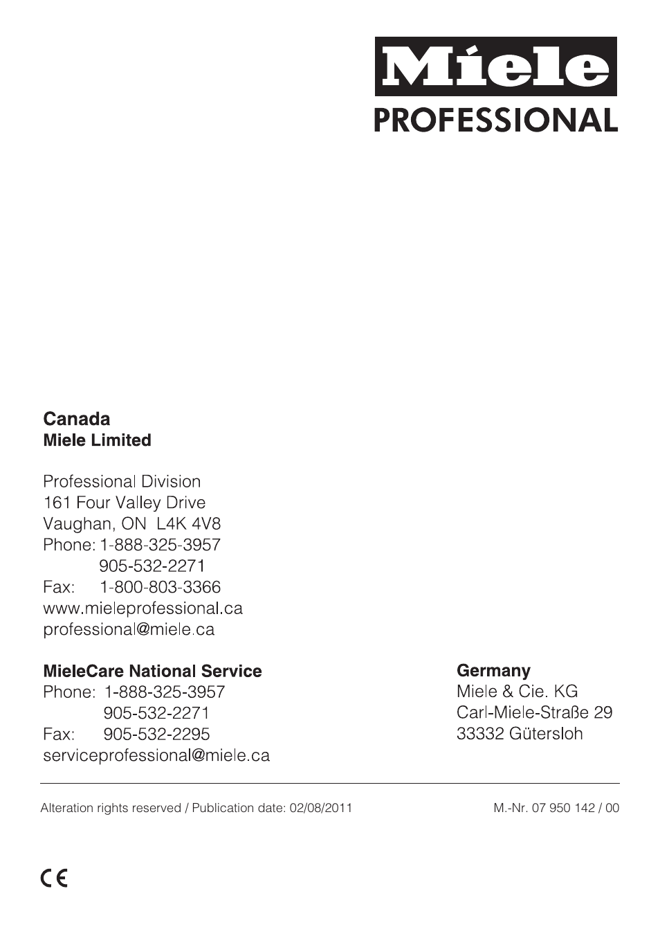 Miele PROFESSIONAL PG 8050I User Manual | Page 76 / 76