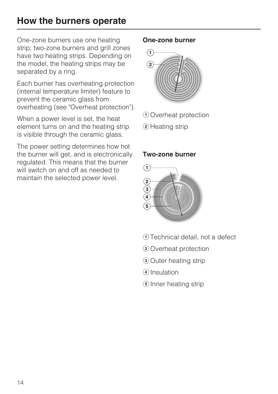 How the burners operate 14, How the burners operate | Miele KM 5880 User Manual | Page 14 / 56