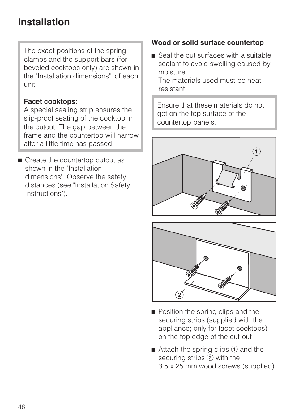 Installation 48, Installation | Miele KM 5880 User Manual | Page 48 / 56