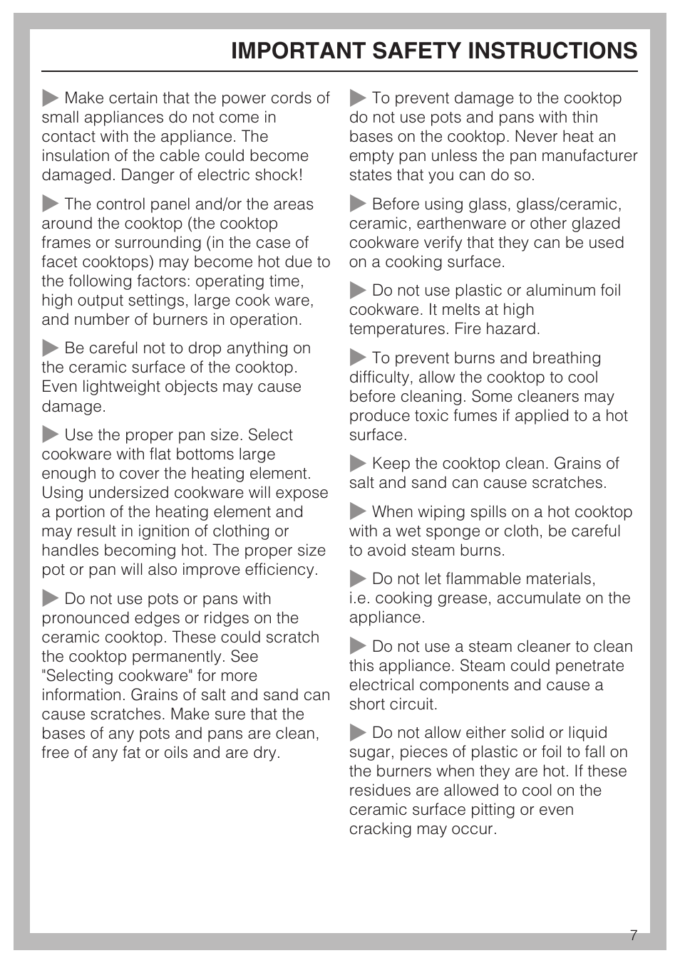 Important safety instructions | Miele KM 5880 User Manual | Page 7 / 56
