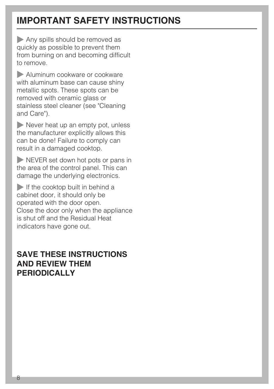 Important safety instructions | Miele KM 5880 User Manual | Page 8 / 56