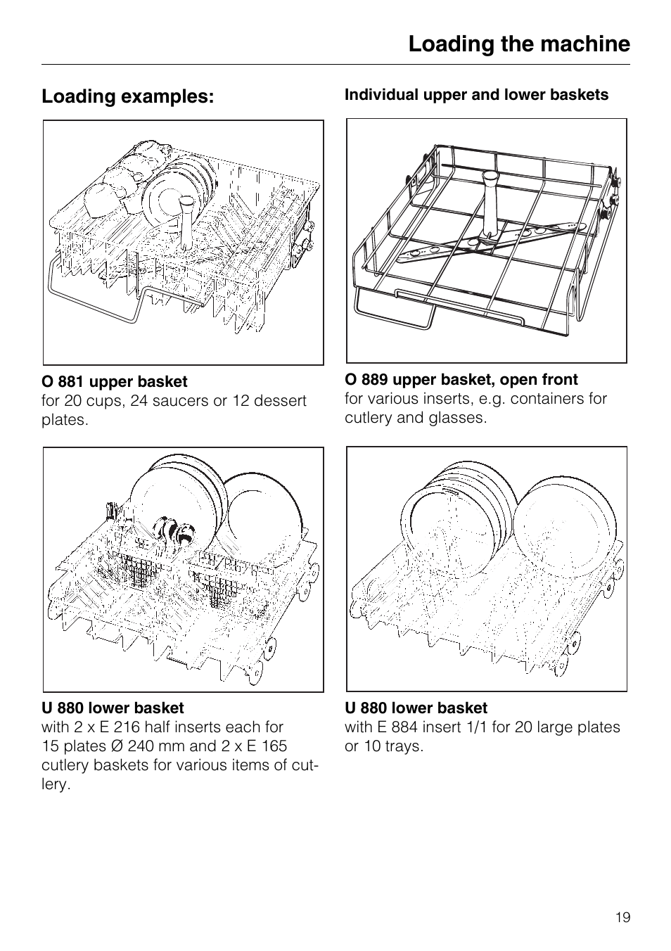 Loading the machine, Loading examples | Miele G7859 User Manual | Page 19 / 56