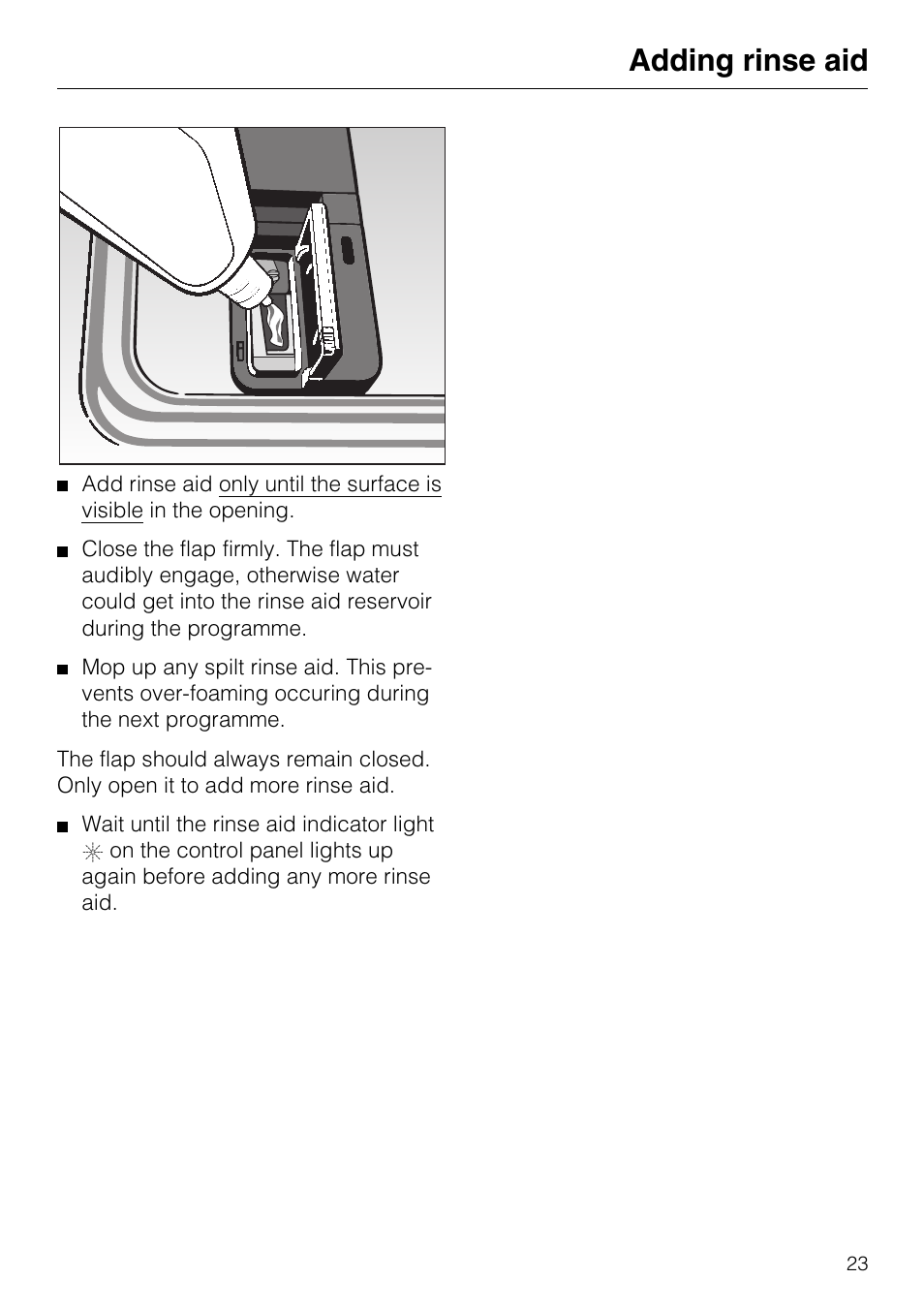 Adding rinse aid | Miele G7859 User Manual | Page 23 / 56