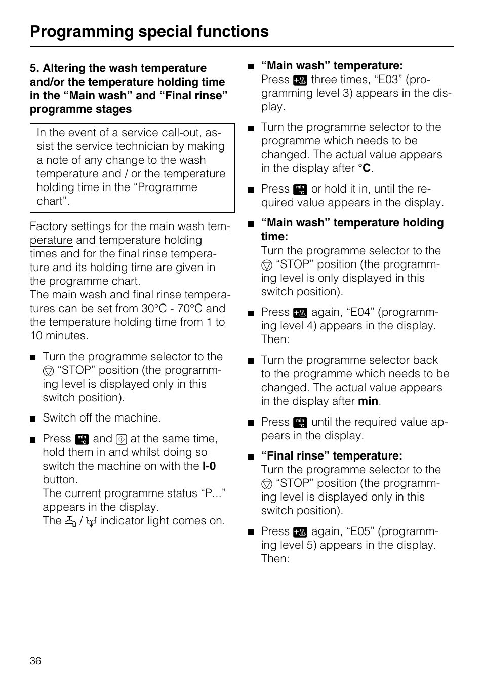 Programming special functions | Miele G7859 User Manual | Page 40 / 56