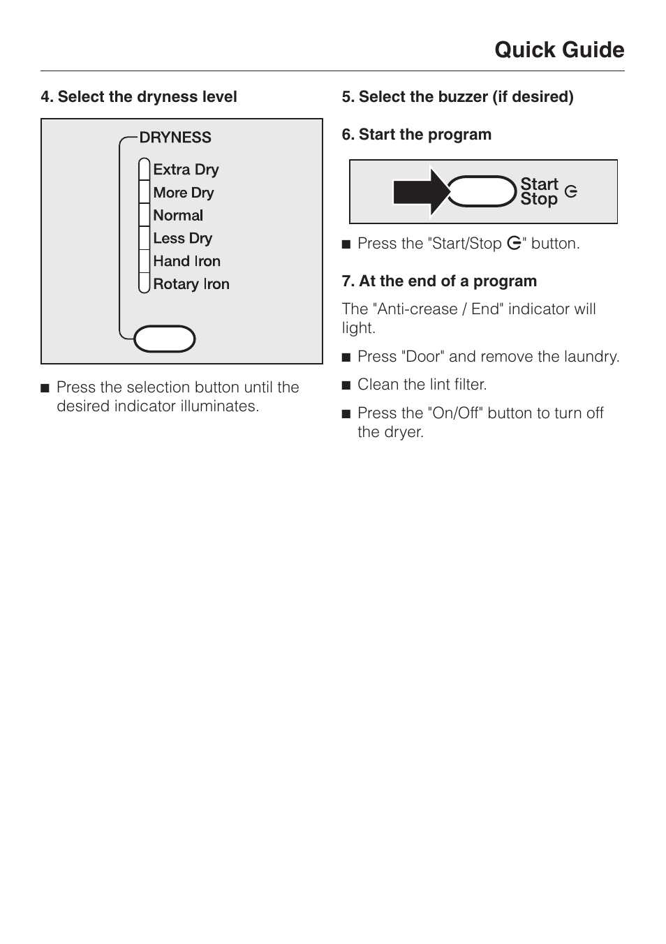 Quick guide | Miele TOUCHTRONIC T 1303 User Manual | Page 21 / 40