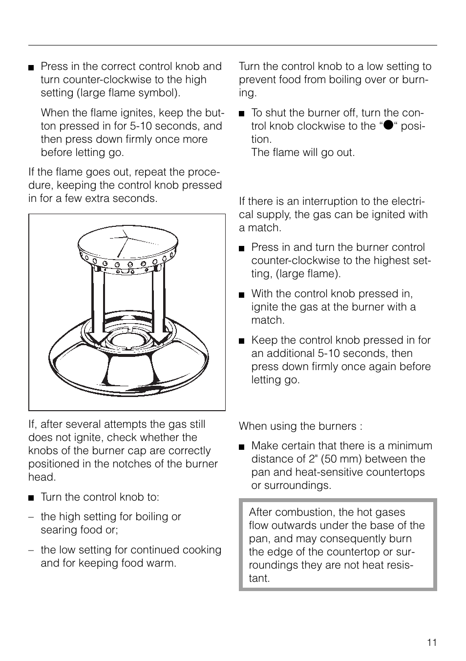 Using the cooktop, Power outage | Miele KM83-2 User Manual | Page 11 / 28