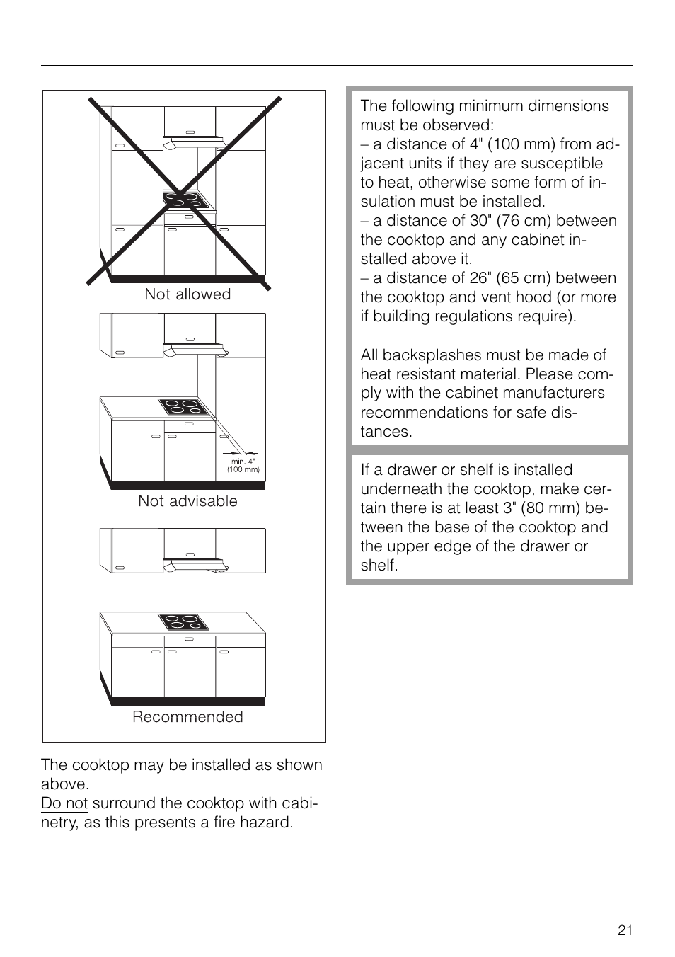 Installation instructions | Miele KM83-2 User Manual | Page 21 / 28
