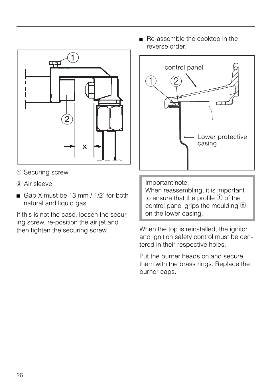 Conversion to alternative types of gas | Miele KM83-2 User Manual | Page 26 / 28