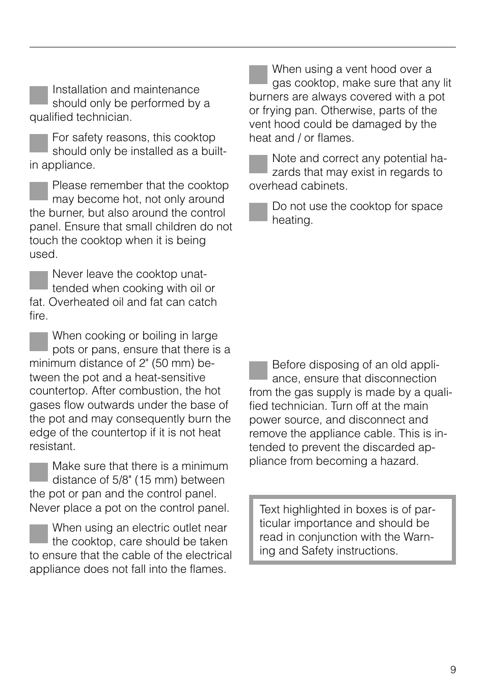 Warning and safety instructions | Miele KM83-2 User Manual | Page 9 / 28