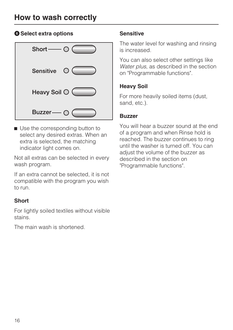 How to wash correctly | Miele W 1612 User Manual | Page 16 / 60