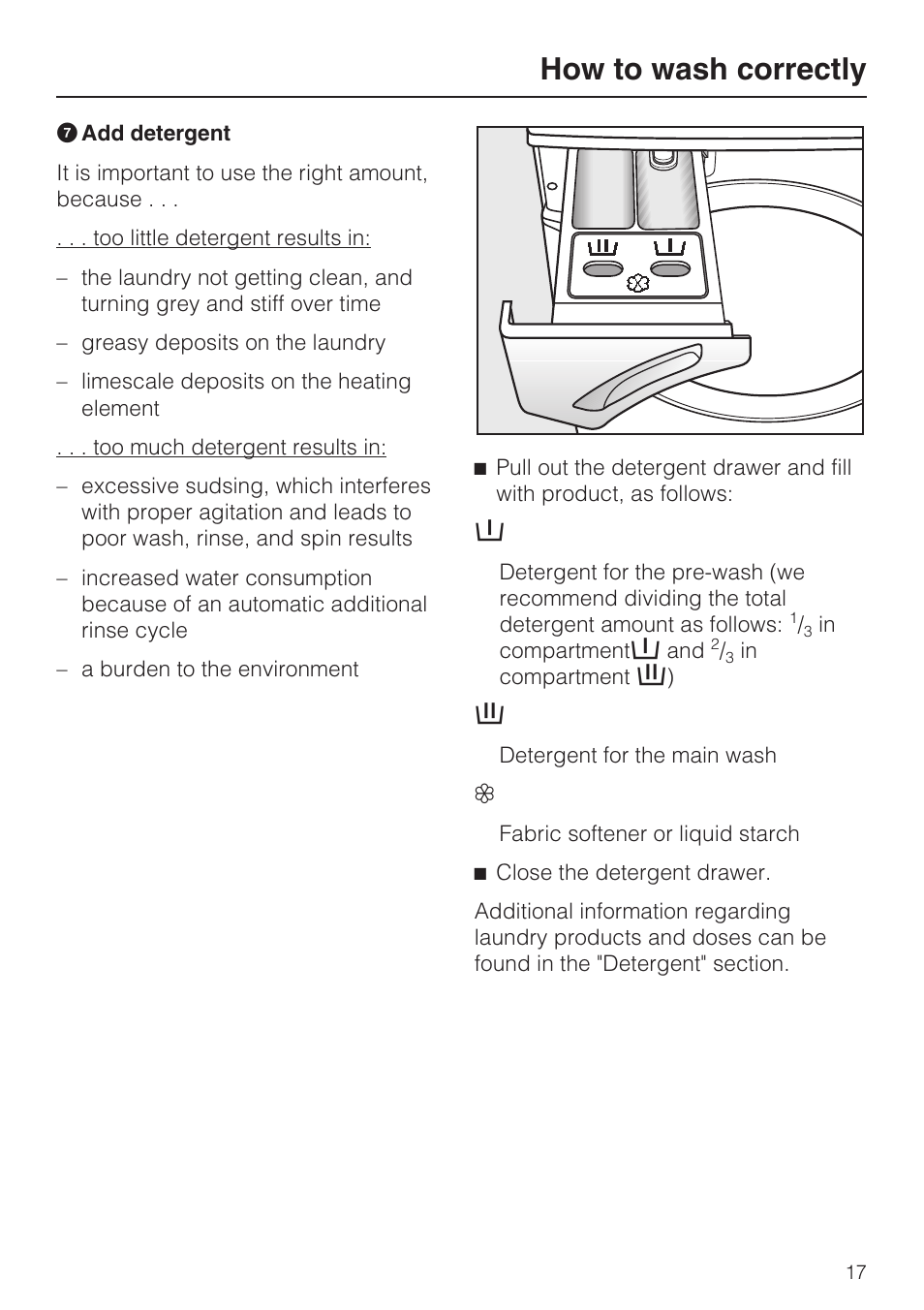 How to wash correctly | Miele W 1612 User Manual | Page 17 / 60
