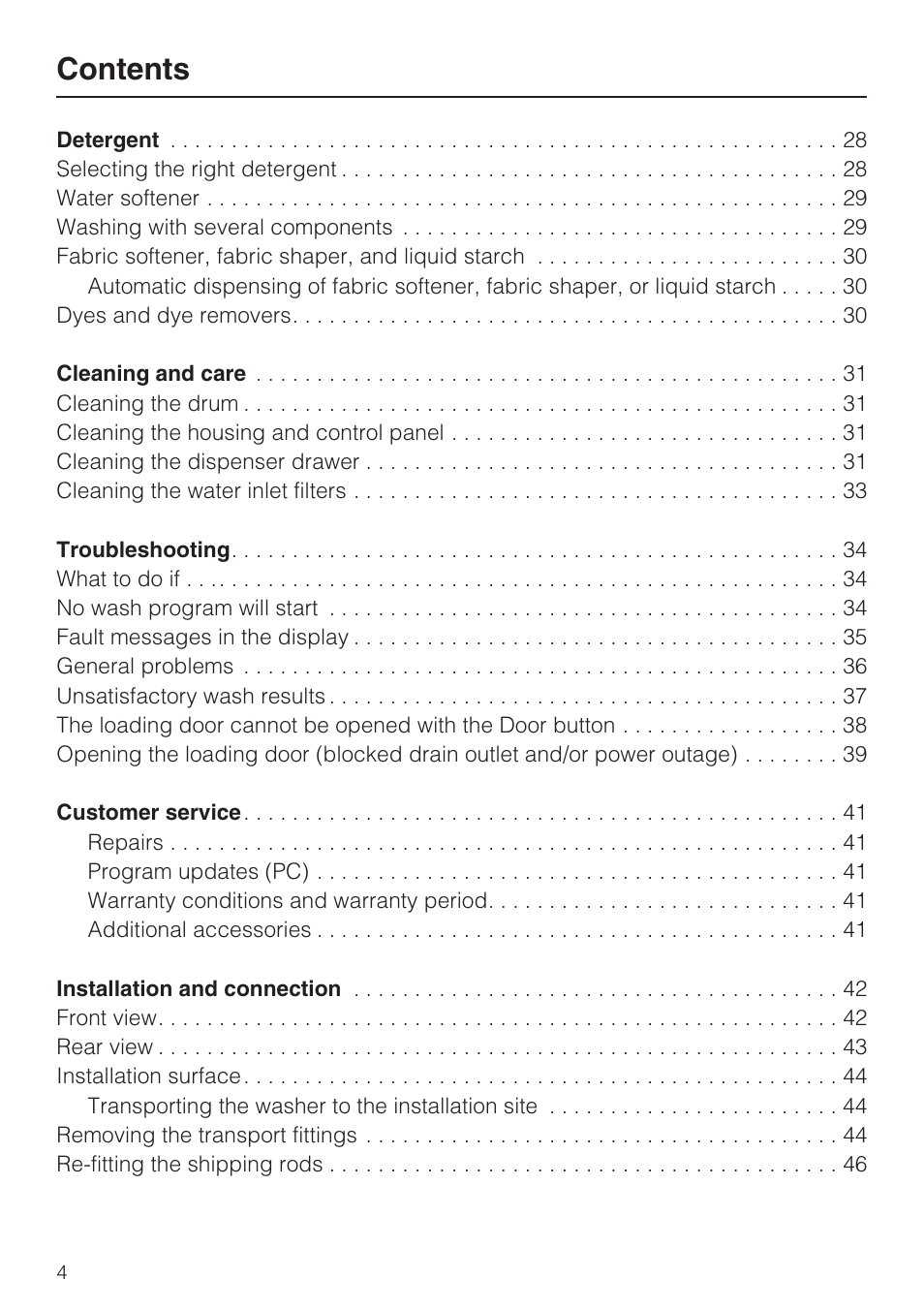 Miele W 1612 User Manual | Page 4 / 60