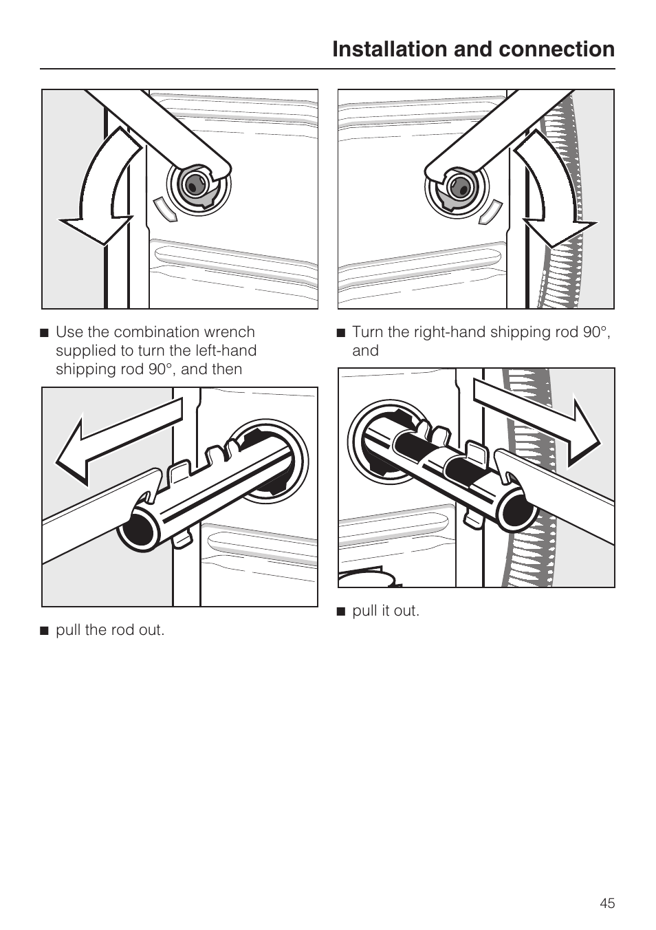 Installation and connection | Miele W 1612 User Manual | Page 45 / 60