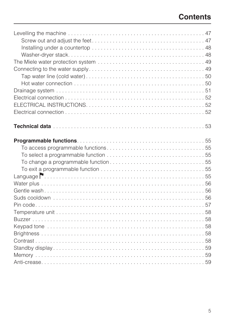 Miele W 1612 User Manual | Page 5 / 60