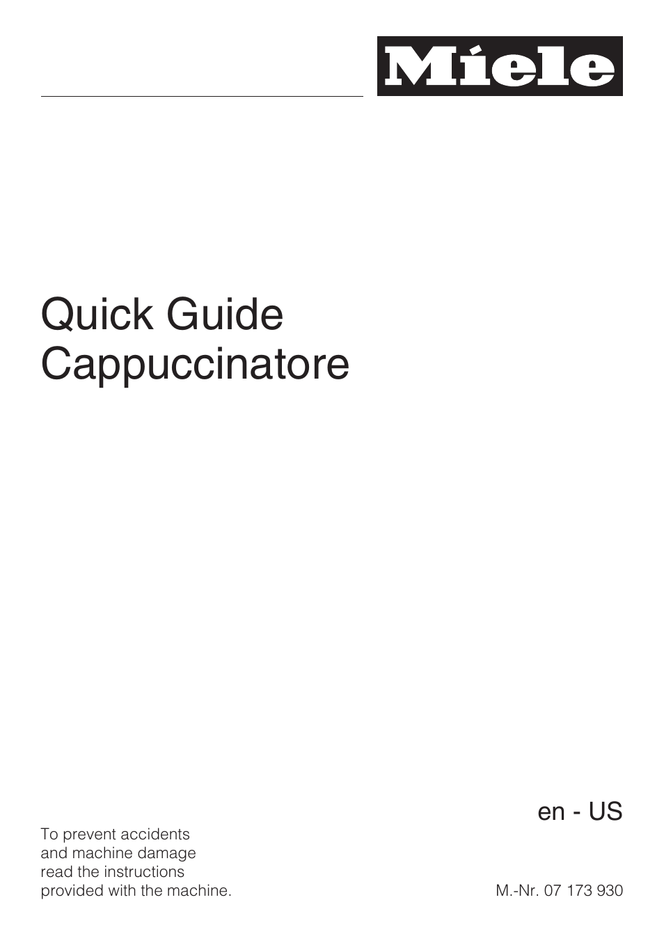 Miele 07 173 930 User Manual | 8 pages