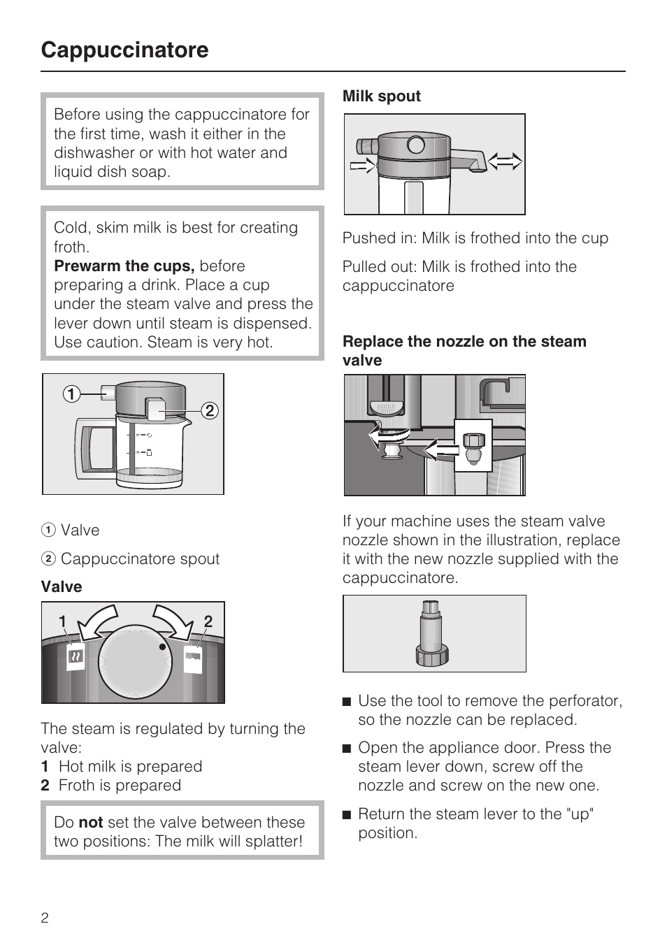 Cappuccinatore | Miele 07 173 930 User Manual | Page 2 / 8