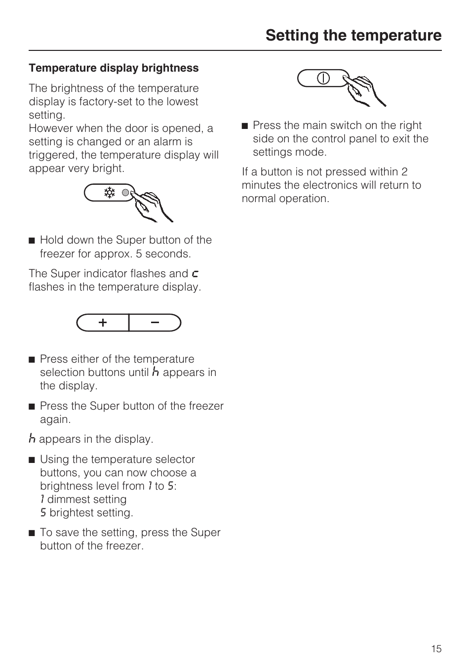 Setting the temperature | Miele KFN 9753 iD EN User Manual | Page 15 / 56