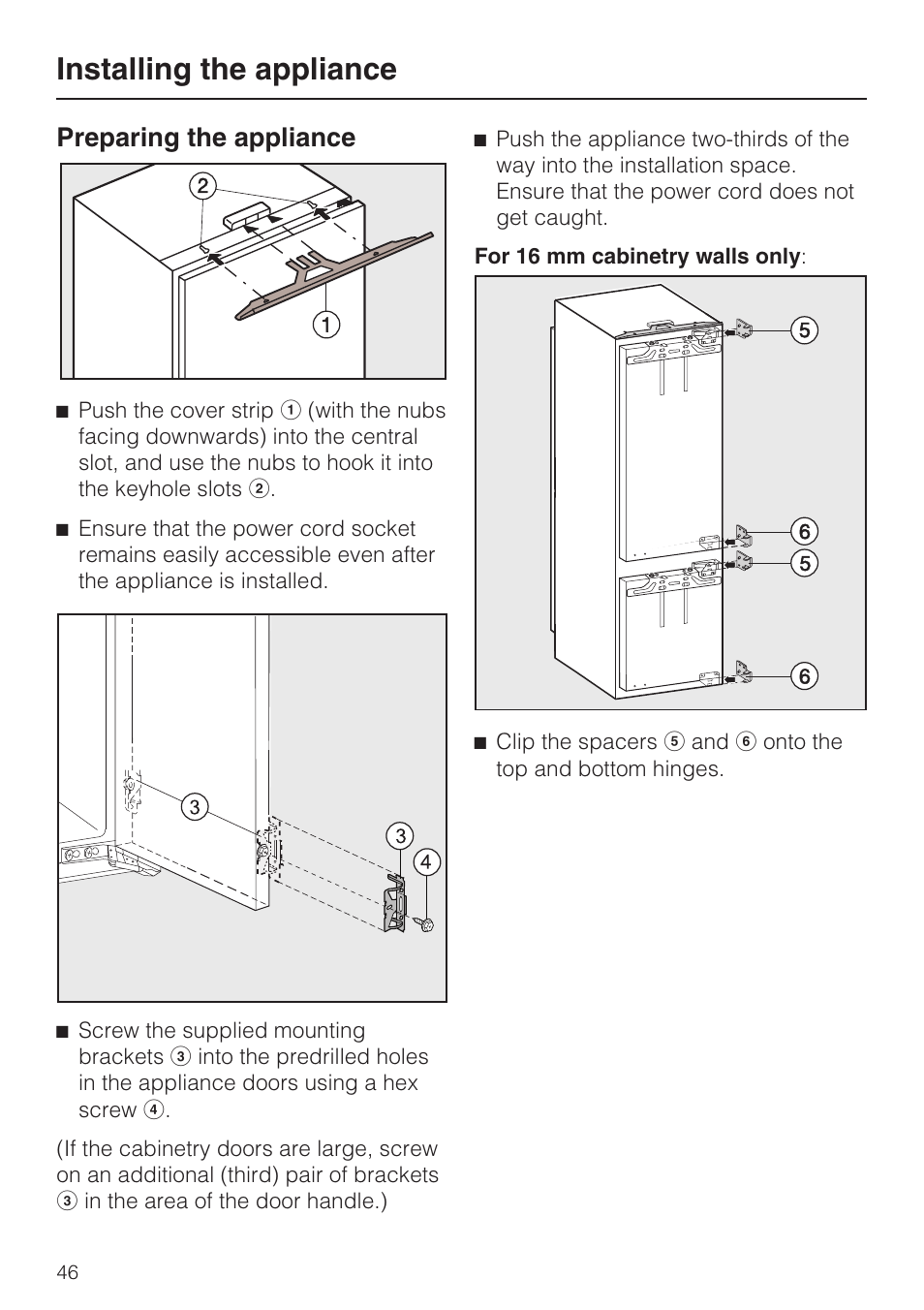 Installing the appliance, Preparing the appliance | Miele KFN 9753 iD EN User Manual | Page 46 / 56