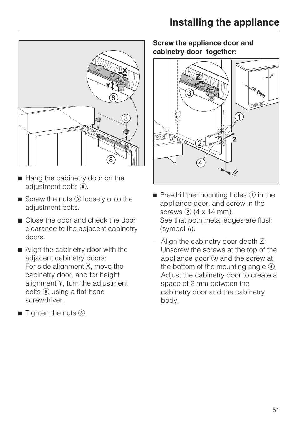 Installing the appliance | Miele KFN 9753 iD EN User Manual | Page 51 / 56